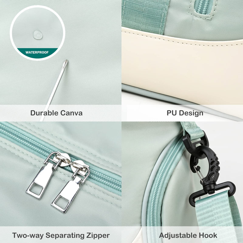 [Australia - AusPower] - Sports Gym Bag, Travel Duffel Bag with Wet Pocket & Shoes Compartment Weekender Bag for Women and Men, Green 