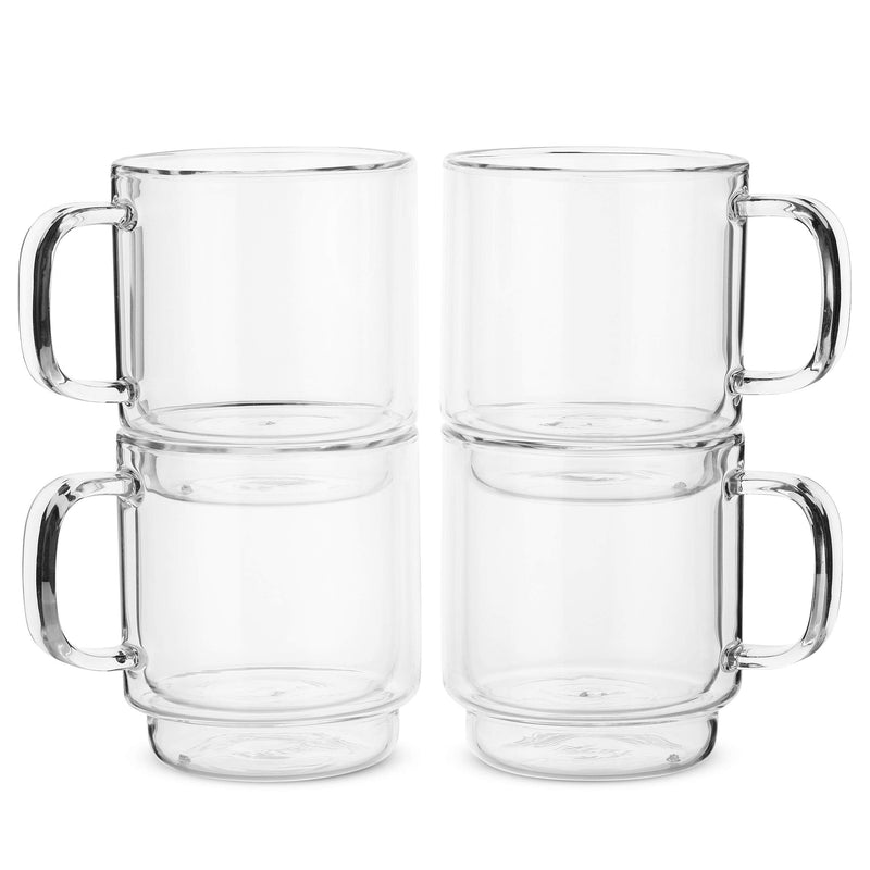 [Australia - AusPower] - BTaT- Stackable Espresso Cups, Demitasse Cups, Set of 4 (5.0 oz, 150 ml), Glass Coffee Mugs, Double Wall Glass Cups, Clear Coffee Cup, Tea Glass, Espresso Glass, Glass Tea Cups 