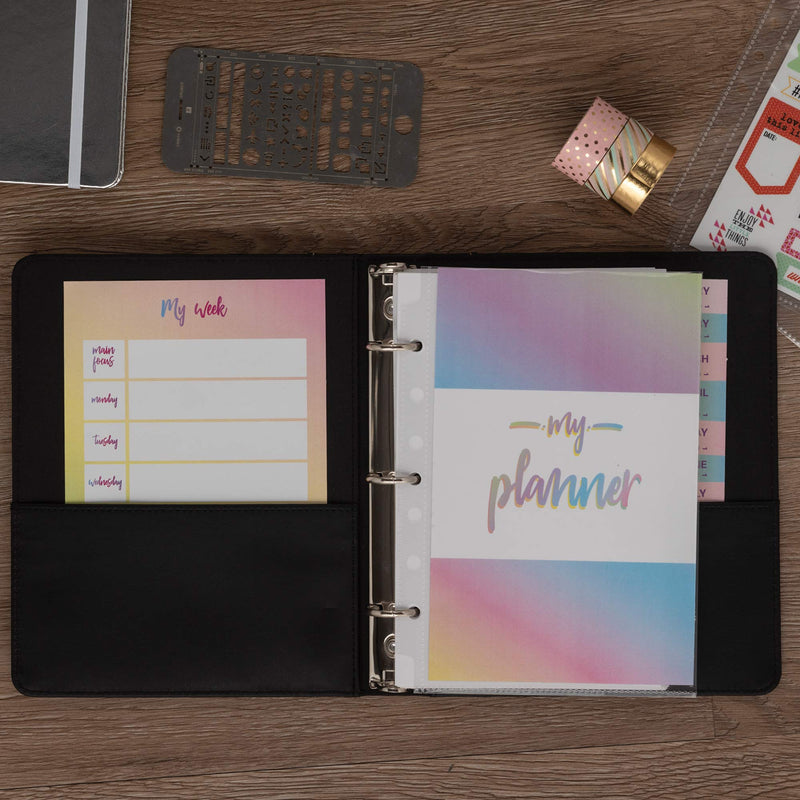[Australia - AusPower] - Samsill 1" Junior Size Contrast Stitch Leather 3 Ring Binder, Holds 8.5 x 5.5" Paper Size, Portfolio Organizer, Black 8.5 x 5.5" Capacity 1" 