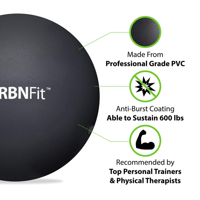 [Australia - AusPower] - URBNFit Small Exercise Ball - 9-inch Mini Pilates Ball with Fitness Guide for Yoga, Barre, Physical Therapy, Stretching & Core Stability Workout 