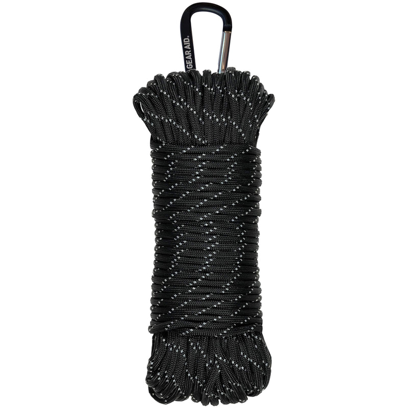 [Australia - AusPower] - Gear AID 550 Paracord and Carabiner, 7 Strand Utility Cord for Camping and Survival Black Reflective 100 Ft 