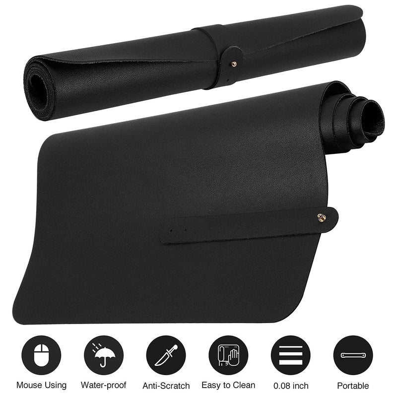 [Australia - AusPower] - Leather Desk Mat,Desk Pad,Desktop mat,Waterproof Desk Mat for Desktop, Desk Mat for Keyboard and Mouse,Leather Mouse Pad Protector for Office and Home,30"x 14" Leather-black 