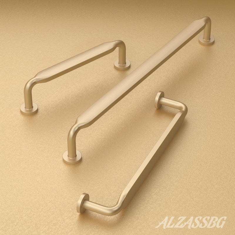 [Australia - AusPower] - Alzassbg 10 Pack Brushed Gold Cabinet Handles, 5 Inch(128mm) Hole Centers Modern Cabinet Pulls Kitchen Cabinets Hardware for Cabinets and Drawers AL3503BG 5" Hole Center 