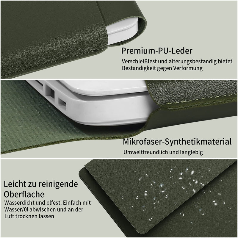 [Australia - AusPower] - 13.3-14" Laptop Sleeve, Padded Laptop Case, Thin Portable Versatile Laptop Case Bag Compatible with Laptop 2022 Pro 14 inch/2015 Pro 13.3 inch/2015 Air 13.3 inch (Dark Green) Dark green 