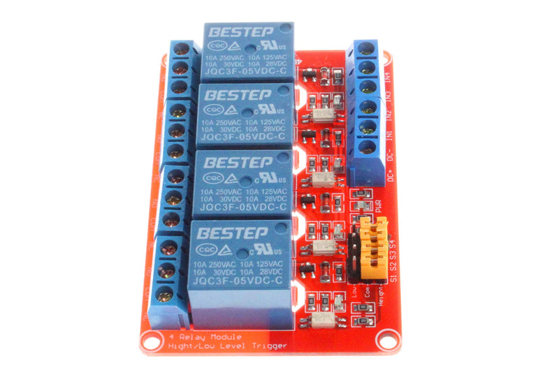 [Australia - AusPower] - NOYITO 4-Channel Relay Module 5V 12V 24V High Low Level Trigger with Optocoupler Isolation Relay Load AC 250V 10A DC 30V 10A (DC 5V, Red) DC 5V 