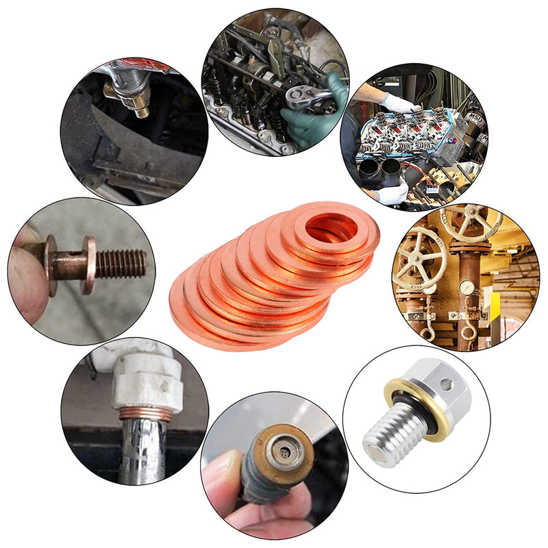 [Australia - AusPower] - Toolwiz 150PCS 15 Sizes Copper Metric Sealing Washers Assortment Set Flat Ring Sump Plug Oil Seal Gasket Sealing Washers Crush Washer Assortment M5/6/7/8/10/10.5/11/12/12.5/14/15/16/16.5/17.5 