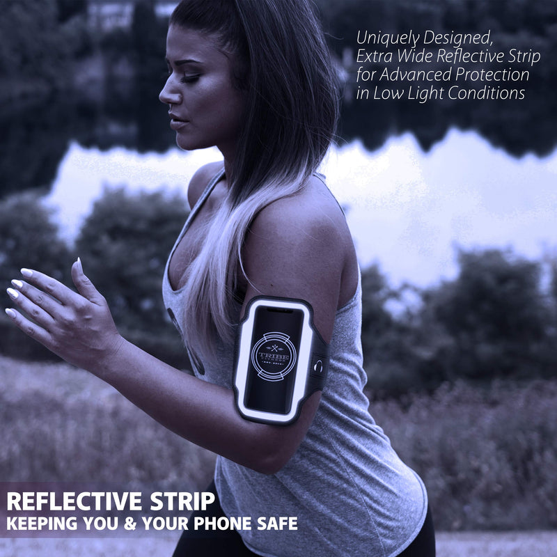 [Australia - AusPower] - TRIBE Running Phone Holder Armband. iPhone & Galaxy Cell Phone Sports Arm Bands for Women, Men, Runners, Jogging, Walking, Exercise & Gym Workout. Fits All Smartphones. Adjustable Strap, CC/Key Pocket S: iPhone Mini/8/7/6/5/4/3/SE/Galaxy Mini Dark Blue 