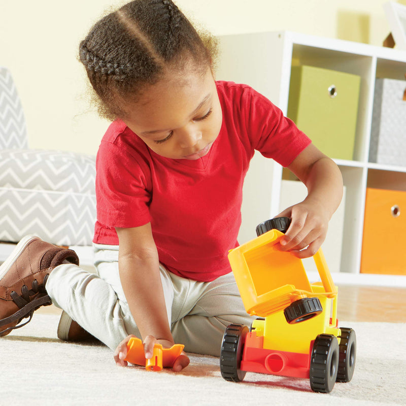 [Australia - AusPower] - Learning Resources 1-2-3 Build It! Construction Crew Toy, Bulldozer, Digger, Dump Truck, STEM, Imaginative Play, 16 Pieces, Ages 2+ 