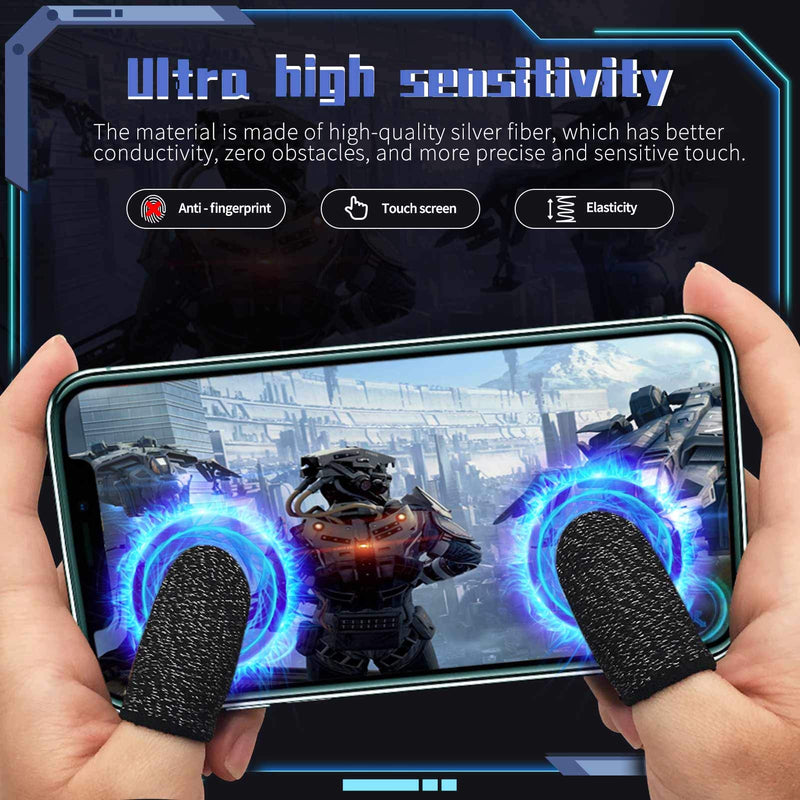 [Australia - AusPower] - 8PCS Mobile Game Controllers Finger Sleeve,Newchichi 0.01Inch Ultra-Thin Anti-Sweat Breathable Silver Fiber Sensitive Touch Finger Sleeve for PUBG/Rule of Survival,Compatible with iphone/ipad/Android Blue 