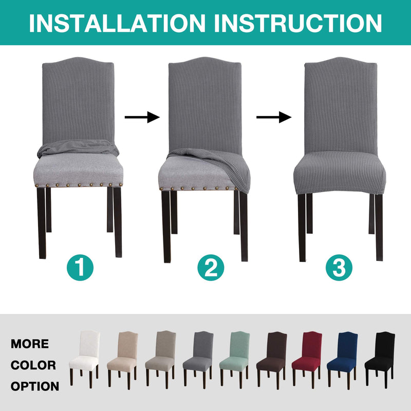 [Australia - AusPower] - Turquoize Dining Chair Covers Stretch Chair Covers for Dining Room Set of 2 Parsons Chair Slipcover Removable Kitchen Chair Covers Chair Protector Covers for Dining Room, Hotel, Ceremony (2, Grey) 