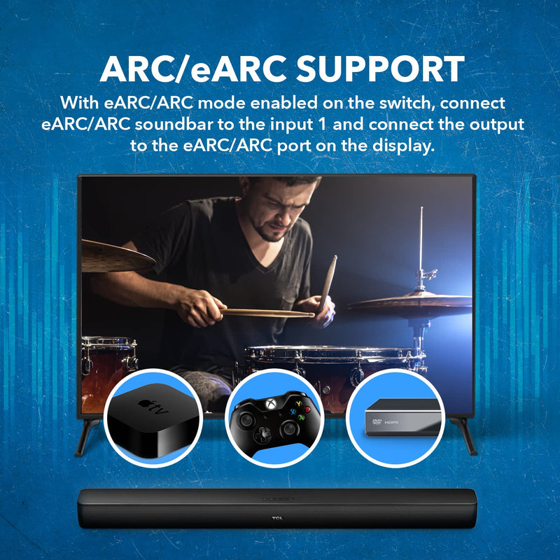 [Australia - AusPower] - OREI 4K 4x1 HDMI Switch with Audio Extractor 4 Input 1 Output - HDMI 2.0. Supports ARC/eARC, CEC, HDR10, and Dolby Vision. (UHDS-401A) 