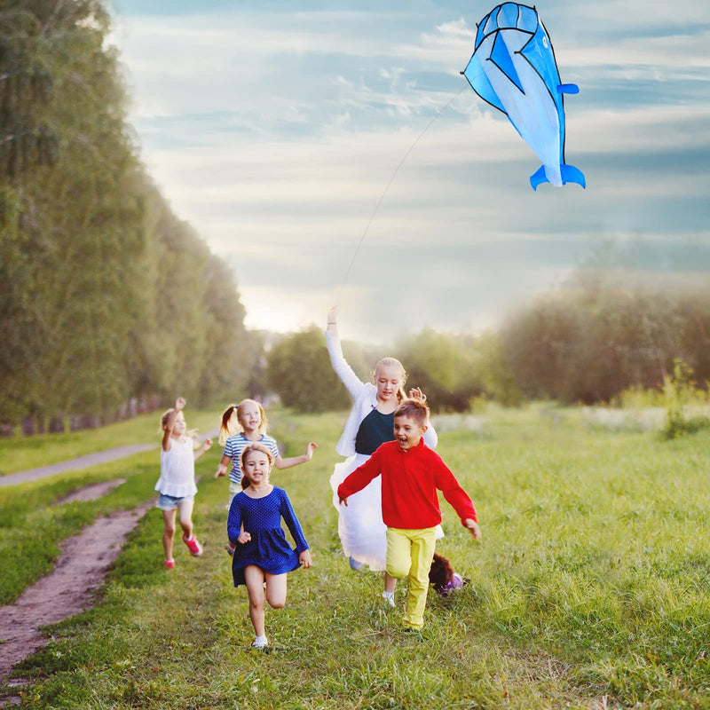 [Australia - AusPower] - Large Blue Dolphin Kite, Frameless Soft Parafoil Giant 3D Kite IMAGE Breeze Beach Kites for Outdoor, Beach 