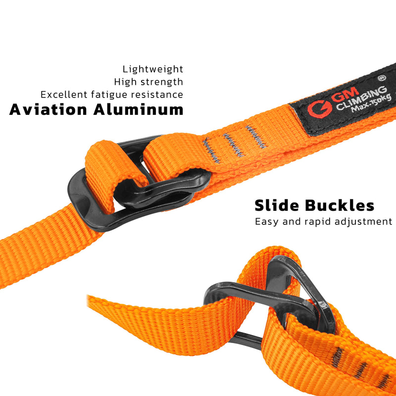 [Australia - AusPower] - GM CLIMBING Foot Loop Ascender Sling Adjustable for Rope Ascending Climbing Arborist Caving Aid Climbing Gear SRT Rope Walking Frog Ascending Foot Loop - Orange 