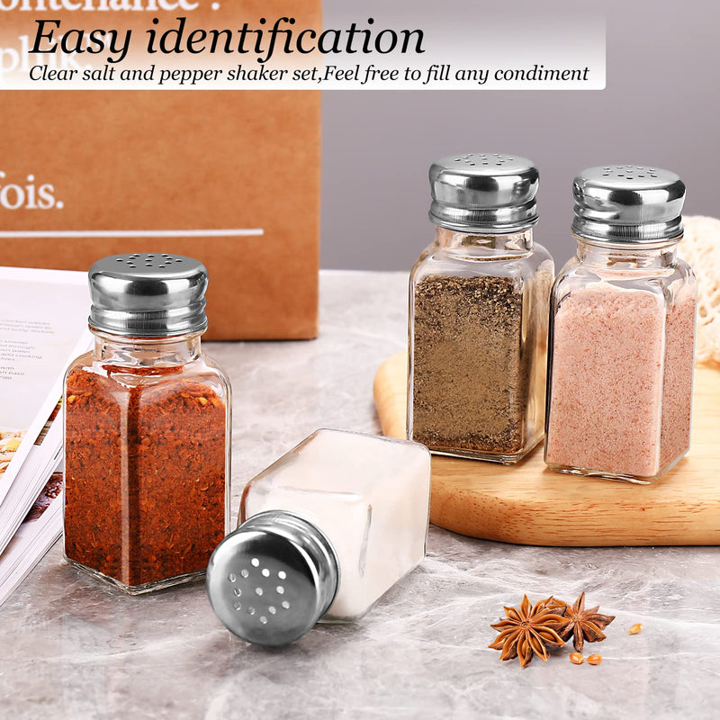[Australia - AusPower] - Glass Salt and Pepper Shakers Set ,DWTS Salt Shakers with Stainless Steel Lid-Clear Glass Spice Jars,Clear to Know When to Fill,Best Farmhouse Kitchen Decoration Transparent Glass 