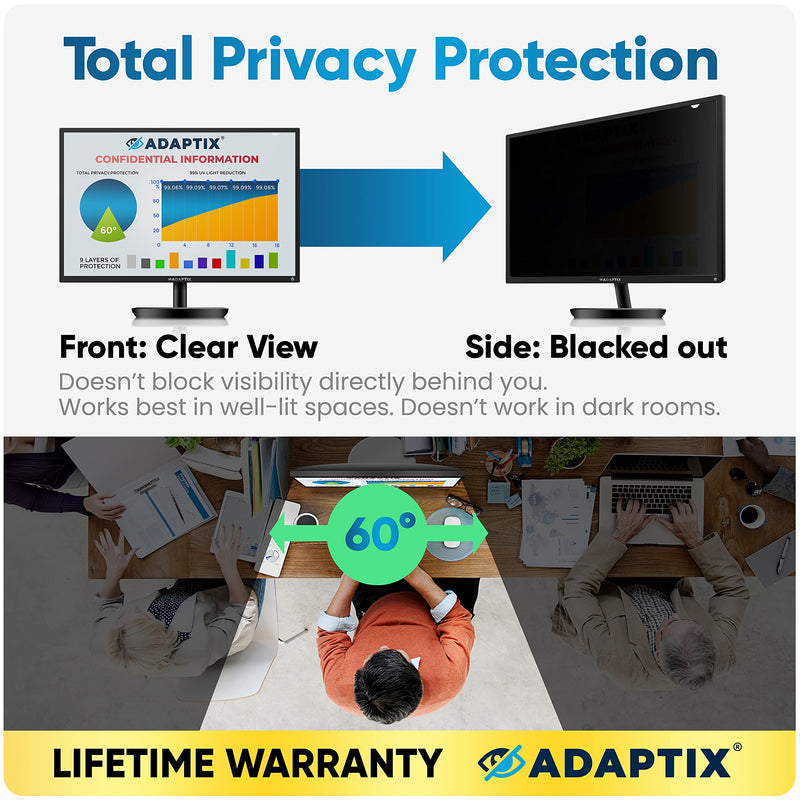 [Australia - AusPower] - Adaptix Monitor Privacy Screen 23” – Info Protection for Desktop Computer Security – Anti-Glare, Anti-Scratch, Blocks 96% UV – Matte or Gloss Finish Privacy Filter Protector – 16:9 (APF23.0W9) 23" WIDESCREEN (16:9) Black (1-Pack) 