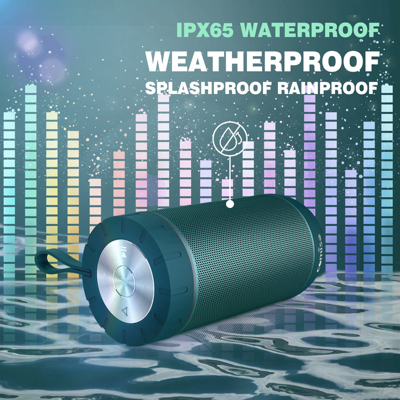 [Australia - AusPower] - COMISO Waterproof Bluetooth Speakers Outdoor Wireless Portable Speaker with 24 Hours Playtime Superior Sound for Camping, Beach, Sports, Pool Party, Shower (Malachite Green) Malachite Green 