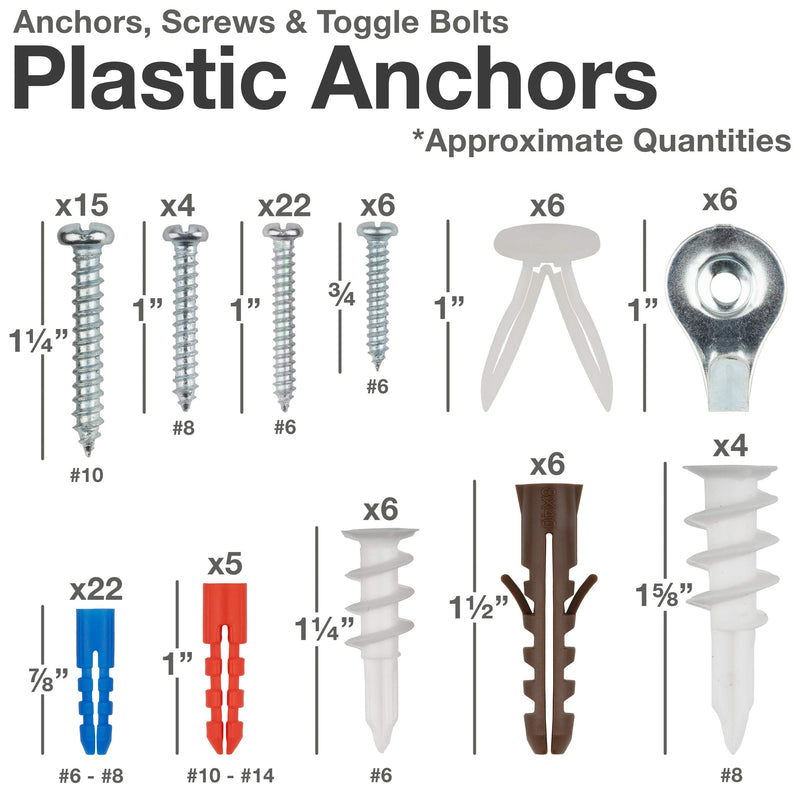 [Australia - AusPower] - Qualihome Drywall and Hollow-Wall Anchor Assortment Kit, Anchors, Screws, Wall Anchor Hooks, and Hollow-Door Toggle Anchor 