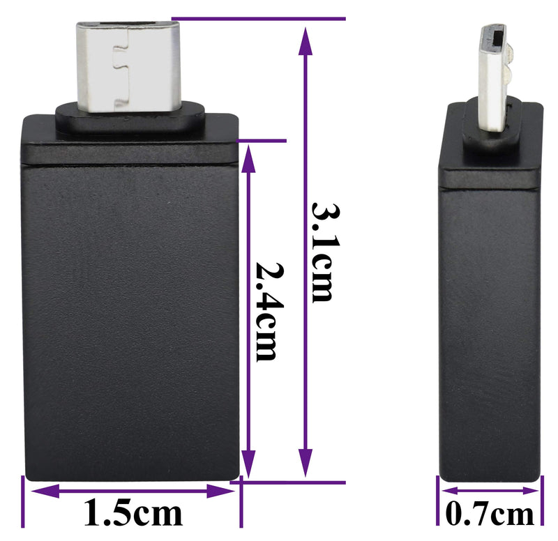 [Australia - AusPower] - AAOTOKK OTG Micro to USB Adapter, Aluminum Alloy Micro USB Male to USB 2.0 A Female OTG (On The Go) Adapter for Android Smartphone Tablets More USB and Micro Devices (2 Pack-Black) Black 