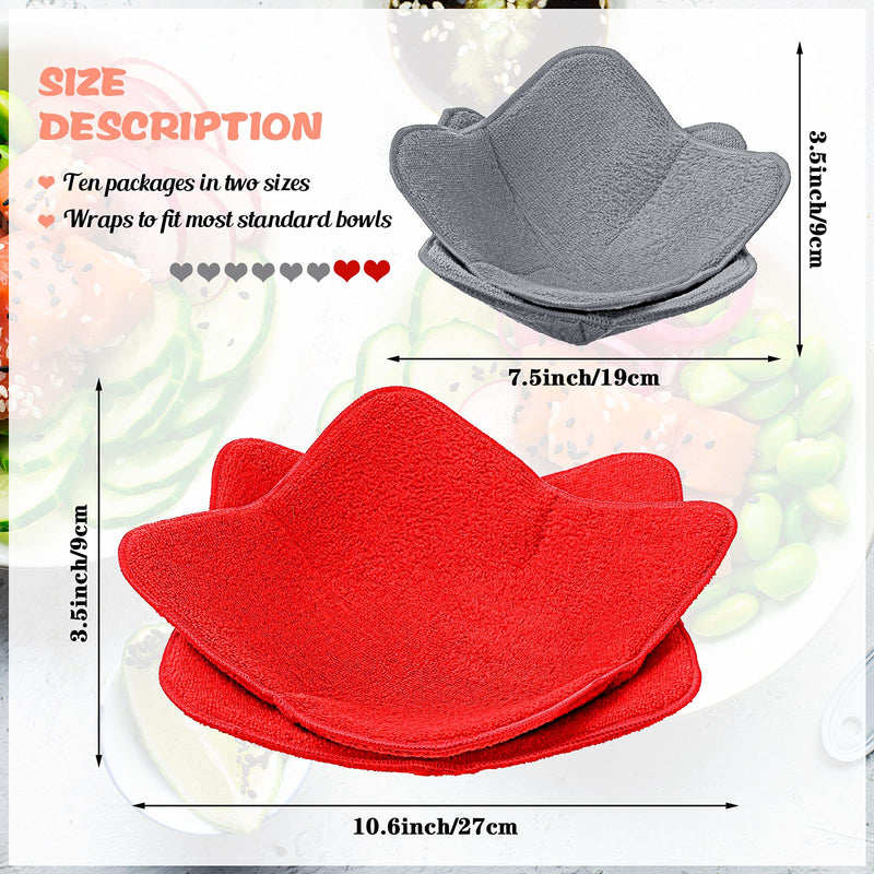 [Australia - AusPower] - 8 Pieces Microwave Safe Bowl Huggers Microwave Plate Huggers Hot Bowl Holder Protect Your Hands from Hot Dishes for Heating Soup (Red, Grey) 