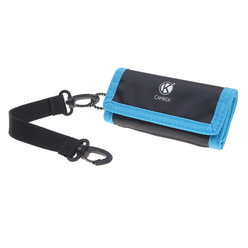 [Australia - AusPower] - Memory Card Wallet - SD Card Storage - Slim and Foldable with Transparent Slots - Can Carry Up to 15 SD Cards - Straps with Tether Included - (Black/Blue) for SD Cards - Black & Blue 