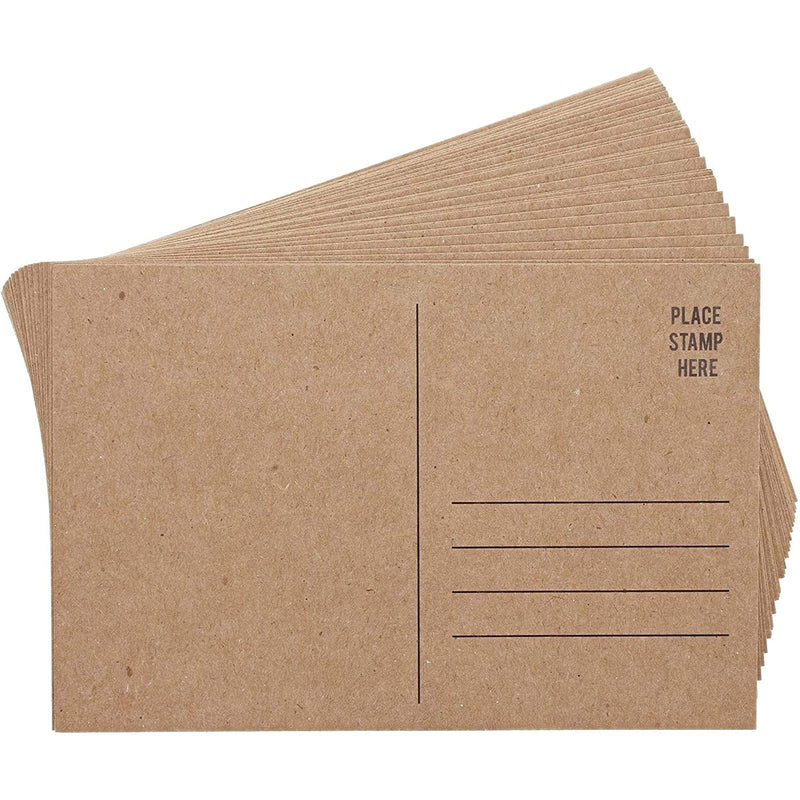 [Australia - AusPower] - 100 Pack Kraft Mailable Blank Postcards for Mailing, Wedding Invitations, Crafts (6x4 In)) 