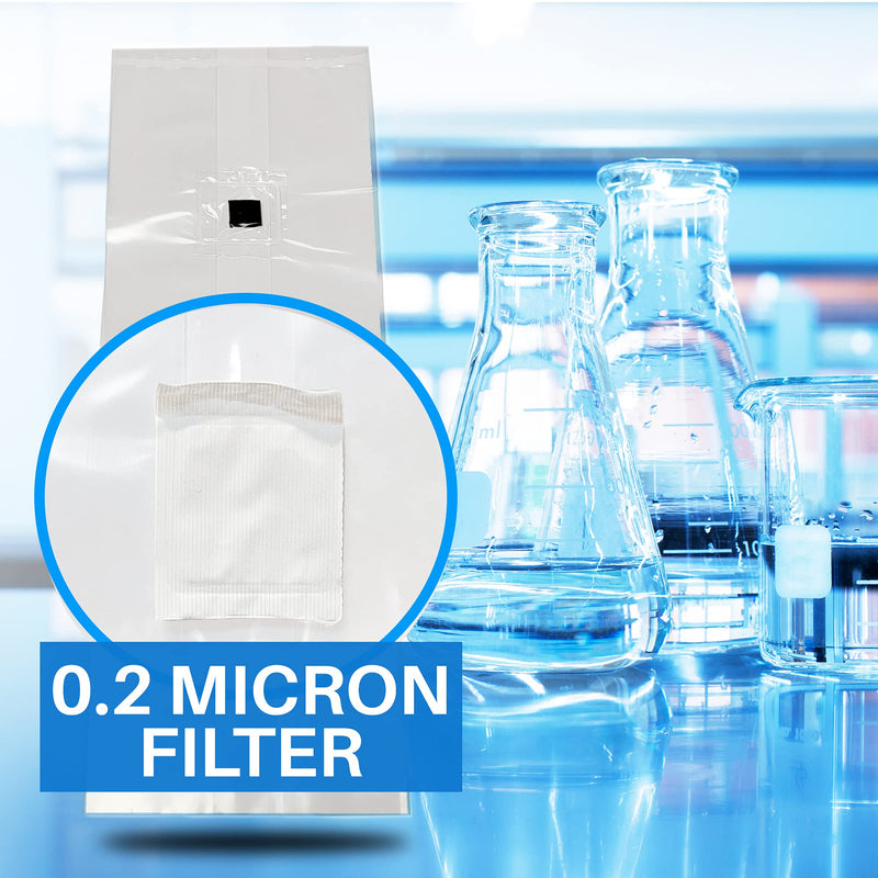 [Australia - AusPower] - Mushroom Grow Bags with Self Healing Injection Port - 15 Bags - Evviva Sciences - 0.2 Micron Premium Filter - Thick 3mm Polypropylene - Autoclavable, Durable, & Tear Resistant 