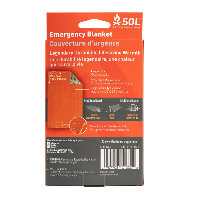 [Australia - AusPower] - S.O.L. Survive Outdoors Longer S.O.L. 90% Reflective Emergency Blanket, Pack of 4 