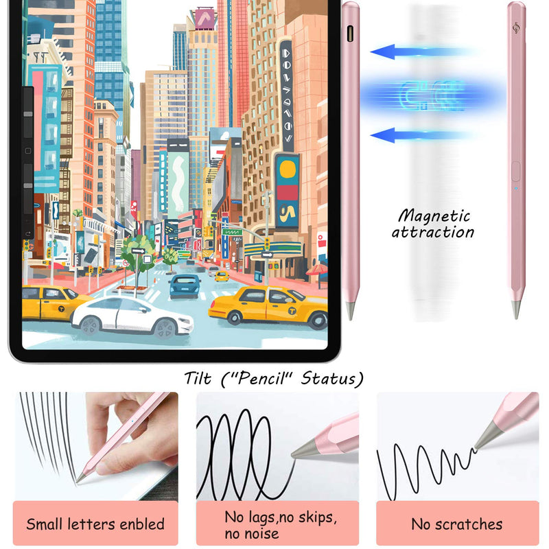 [Australia - AusPower] - KABCON Stylus Pen Compatible with iPad 2018-2022, iPad Pencil with Tilt, Palm Rejection, Magnetic, for iPad 6th/7th/8th/9th Gen, iPad Mini 5th/6th Gen, iPad Pro 11"/12.9" 3rd Gen, iPad Air 3rd/4th Gen Pink 