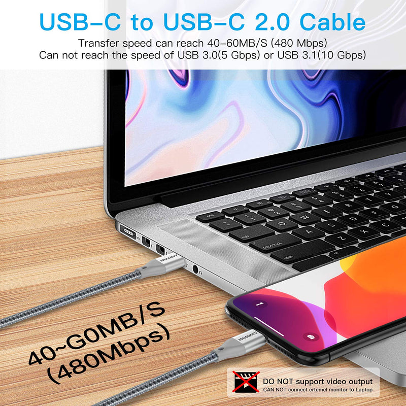 [Australia - AusPower] - USB C to USB C Cable, ADPROTECH 3.3ft+6ft USB C Cable Fast Charger Compatible with Samsung Galaxy S20 S20+ S20 Ultra Note 10 Plus A80, Google Pixel 2/3/3a/4 XL, Silver C to C/Silver 