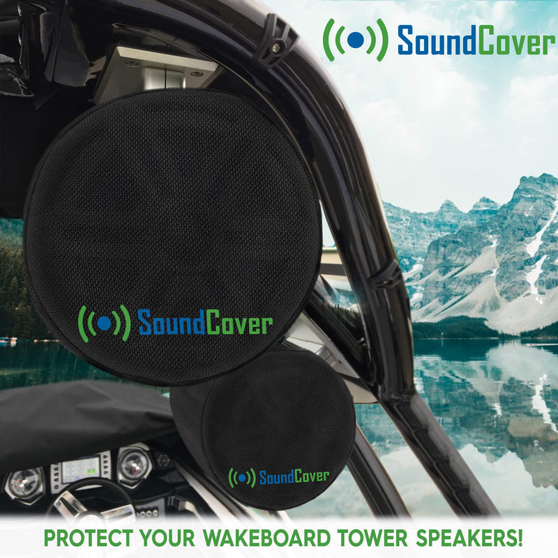 [Australia - AusPower] - Black Heavy Duty Medium Marine Speaker Covers for Round 6.5" & Oval 6x9 Boat Wakeboard Tower Pod Speakers - Fits Boss Audio, MCM Custom Audio, Rockville Marine Speakers (Size H 9.8" x W 9.8" x D 12") Black 