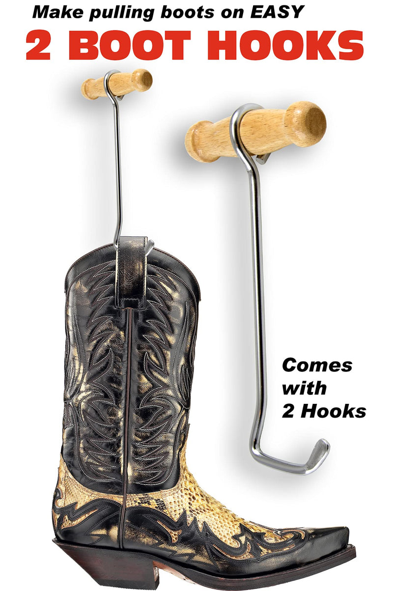 [Australia - AusPower] - SOUTHWESTERN Boot Hooks Boot Pullers Wood Handles (2 Hooks) 