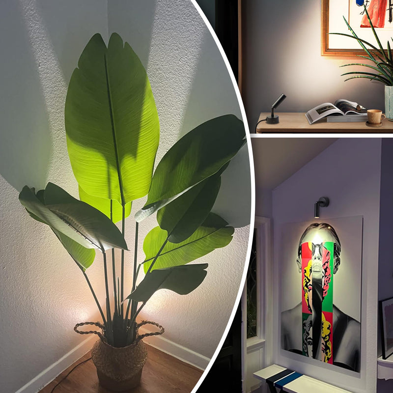 [Australia - AusPower] - URTOM LED Spot Lights Indoor 3W Up Lights Indoor with Timer and Remote 3000K/4000K/5000K Uplighting Indoor Spotlight 120V Dimmable Uplights Indoor Floor Light for Plant and Artwork, 2 Pack 