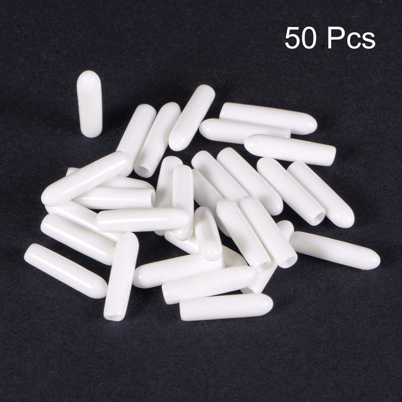 [Australia - AusPower] - uxcell 50pcs Round Rubber End Caps 5/64"(2mm) White Vinyl Cover Screw Thread Protectors 2mm x 15mm 