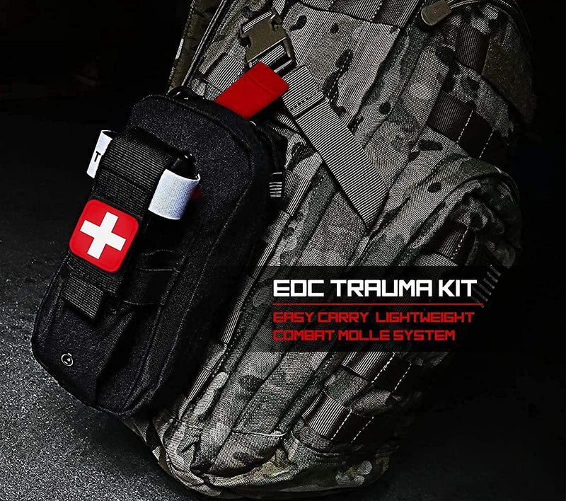 [Australia - AusPower] - Molle Medical Pouch, Tourniquet Holder Tactical First Aid Pouch, Small Trauma Kit, IFAK Pouch, Emergency EMT Med Kit for Camping and Hiking Black 