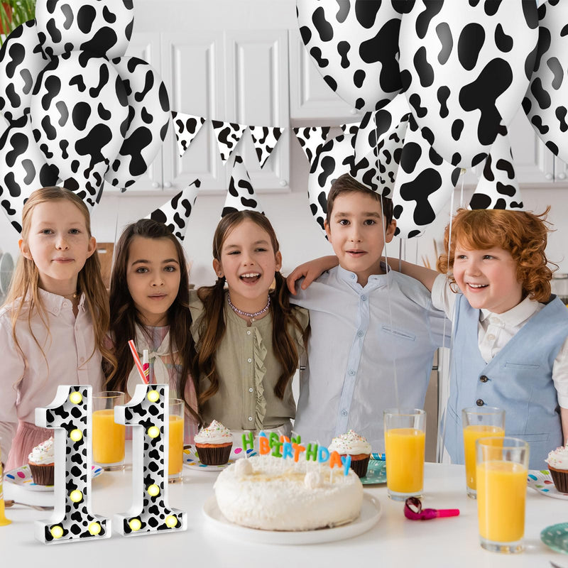 [Australia - AusPower] - VIHOSE Cow Print LED Numbers Birthday Decorations Decorative Light up Number Sign for Party Lighted Numbers Centrepiece for Cowgirl Farm Animal Cow Themed Birthday Party Supplies Home Decor(Number 1) Number 1 