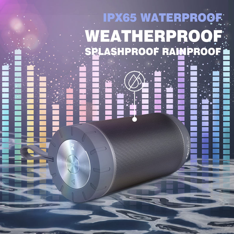 [Australia - AusPower] - COMISO Waterproof Bluetooth Speakers Outdoor Wireless Portable Speaker with 20 Hours Playtime Superior Sound for Camping, Beach, Sports, Pool Party, Shower (Dark Grey) Dark Grey 