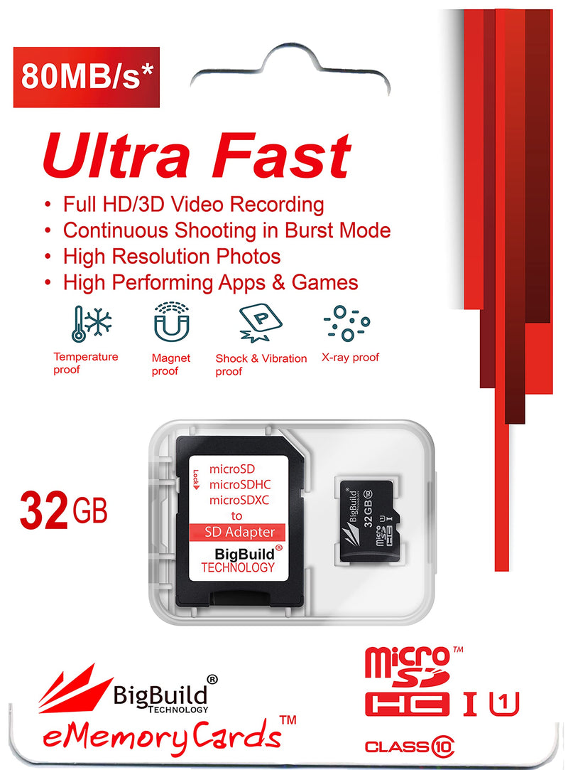 [Australia - AusPower] - BigBuild Technology 32GB Ultra Fast 80MB/s microSDHC Memory Card for Samsung Galaxy A01/A01 Core, A02/A02s, A03/A03s/A03 Core Cell Phone Black / Size: 32GB 