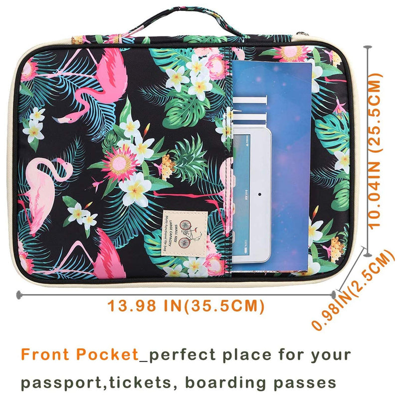 [Australia - AusPower] - JAKAGO Travel Portfolio Organizer Waterproof A4 Document Bag Multifunctional Travel Note Pouch Zippered Carrying Case for Notebook, Ipad, Journals, Sketch Books (Flamingo) Flamingo 