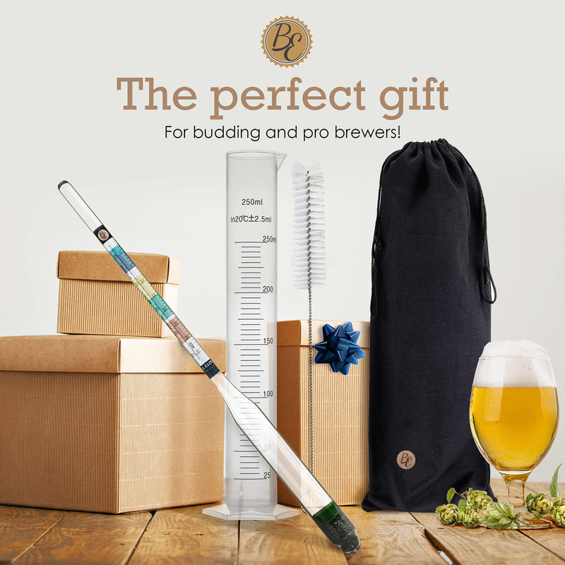 [Australia - AusPower] - Brewer's Elite Hydrometer & Test Jar - for Home Brew Beer, Wine, Mead and Kombucha - Deluxe Triple Scale Set, Hardcase and Cloth - Specific Gravity ABV Tester Hydrometer & Test Jar Kit 