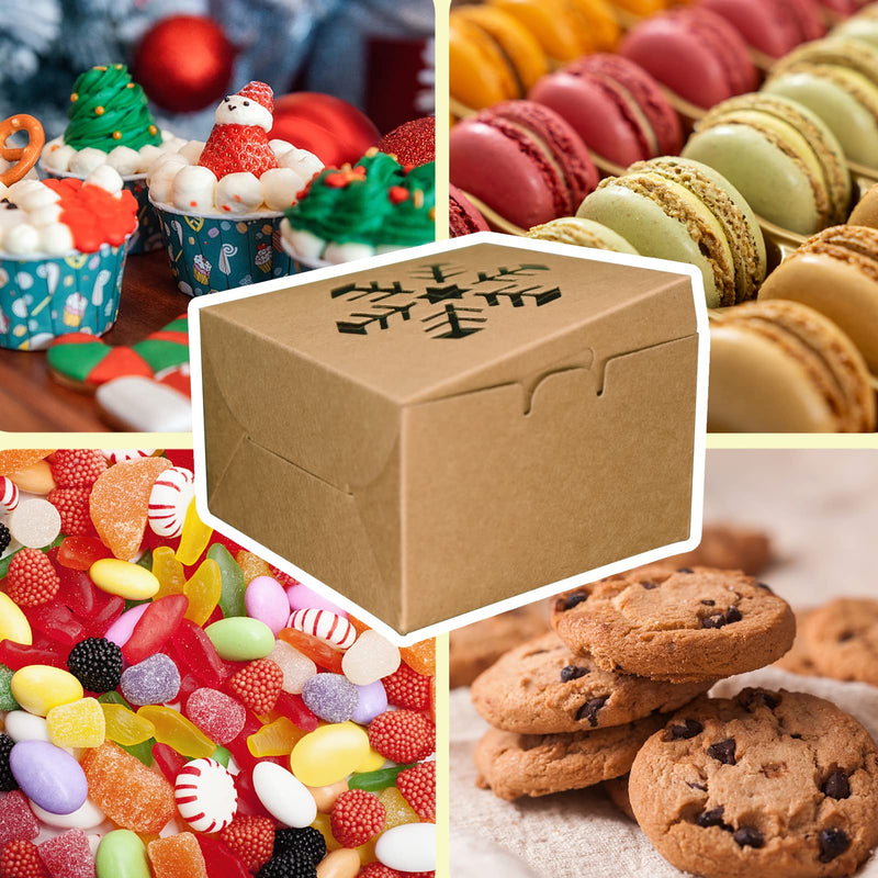 [Australia - AusPower] - BORAMDO Christmas Cookie Boxes 24 Pcs, Kraft Cookie Container Gift Boxes with Window, Xmas Auto Popup Bakery Treat Wrapping and Packaging Boxes for Pastry, Donuts, Cupcake, Brownies, Pies Gift Giving 