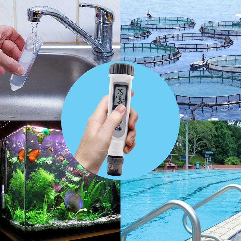 [Australia - AusPower] - TEKCOPLUS Digital pH Meter Monitor Sensor Tester Pen Waterproof 0~14 Temperature Measurement High Accuracy Tests Water Aquarium Swimming Pool Hydroponics Plants 