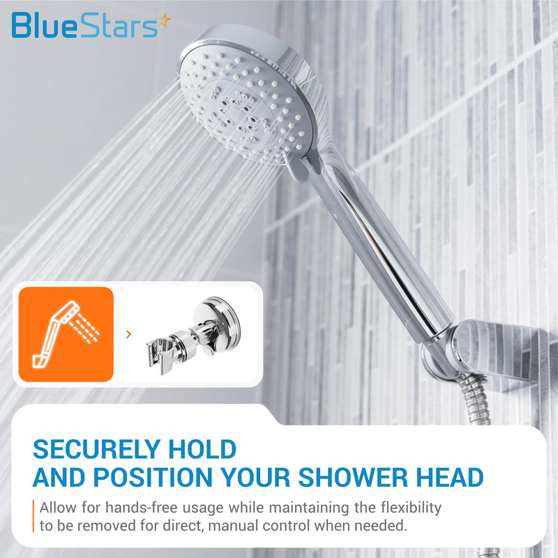 [Australia - AusPower] - BlueStars 360Â° Adjustable Suction Shower Head Holder Bracket - Relocatable Handheld Showerhead and Wall Mounted Suction Bracket - for Bathroom - Pack of 2 