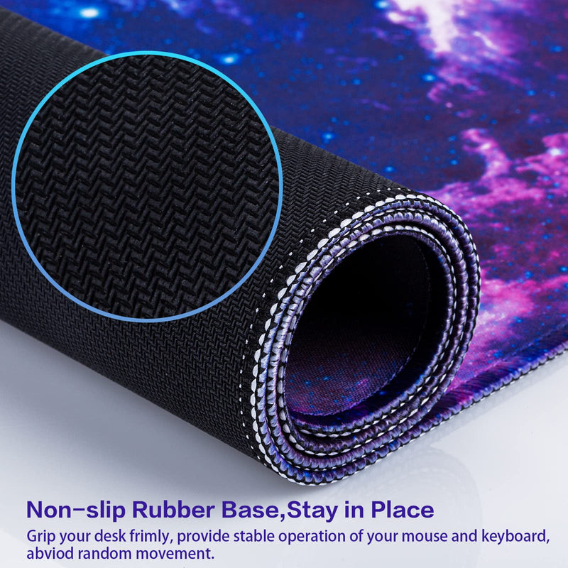 [Australia - AusPower] - Gaming Mouse Pad, Canjoy Extended Mouse Pad, 31.5x15.7inch XXL Large Big Computer Keyboard Mouse Mat Desk Pad with Non-Slip Base and Stitched Edge for Home Office Gaming Work, Galaxy Print Blue-Galaxy 