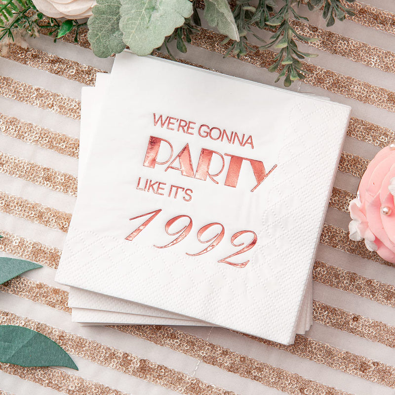 [Australia - AusPower] - Crisky 30th Birthday Cocktail Napkins Rose Gold for Women 30th Birthday Party Decorations for Cake Dessert Berverage Table, 30th Birthday Party Supplies,50 Pcs Disposable Napkins, 3-Ply 