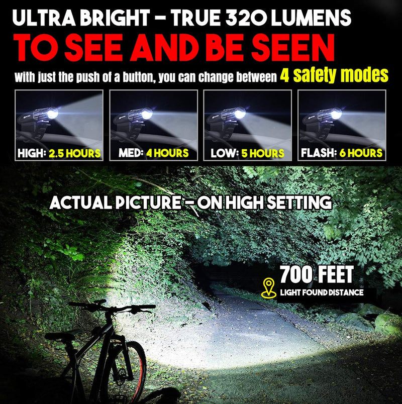 [Australia - AusPower] - BLITZU Bike Lights Front and Back, Bicycle Accessories for Night Riding, Cycling. Reflectors Powerful Headlight and Taillight Rear LED Safety Light Set for Men, Women, Adult Mountain Bikes. 