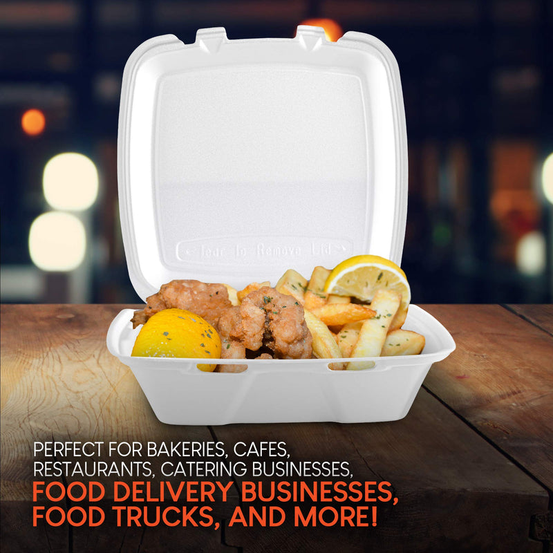 [Australia - AusPower] - Stock Your Home 9 Inch Clamshell Styrofoam Containers (25 Count) - 1 Compartment Food Containers - Large Carry Out Food Containers - Insulated Clamshell Take Containers For Delivery, Restaurants 