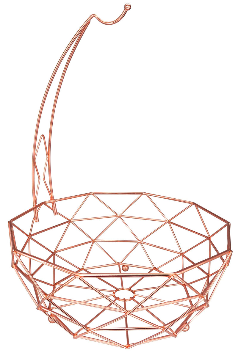 [Australia - AusPower] - Rosyline fruit basket with banana hanger, fruit bowl, multi-functional kitchen and living room storage fruit and vegetable basket, banana hanger can be dismantled (rose gold) Rose Gold 