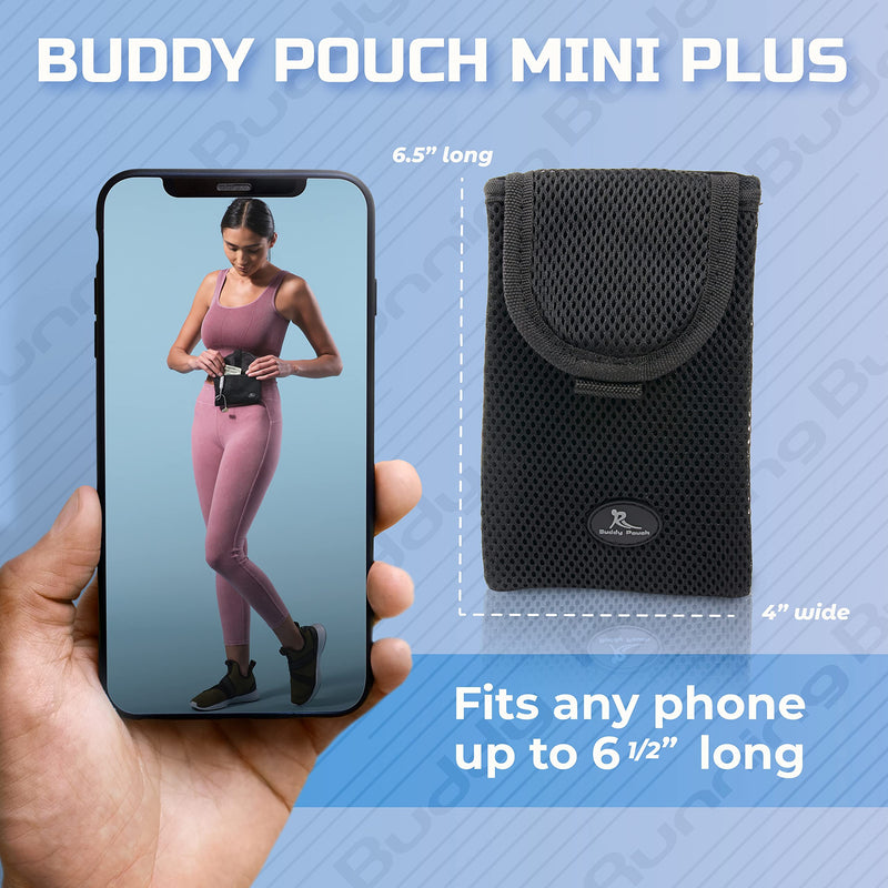 [Australia - AusPower] - Running Buddy Mini Plus Buddy Pouch – Magnetic Pouch / Waist Pack Carries Phone, Pet Treats and Basic Essentials – Great for Running, Walking, Travel and More Mini Plus Black (6.5" x 4") 