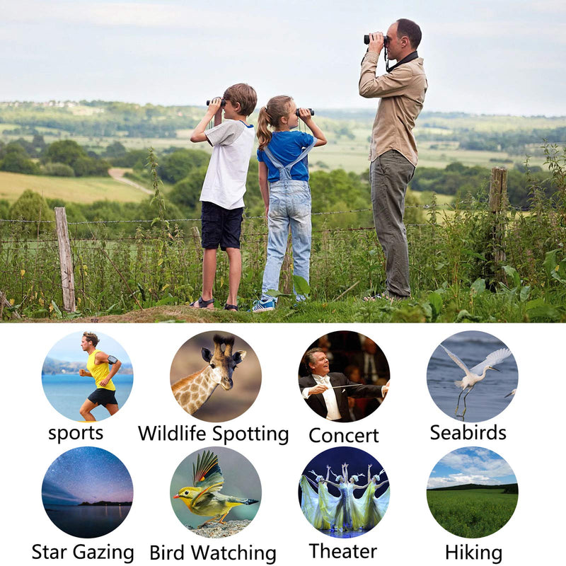 [Australia - AusPower] - POLDR 8x21 Small Compact Lightweight Binoculars for Adults Kids Bird Watching Traveling Sightseeing.Mini Pocket Folding Binoculars for Concert Theater Opera Black 