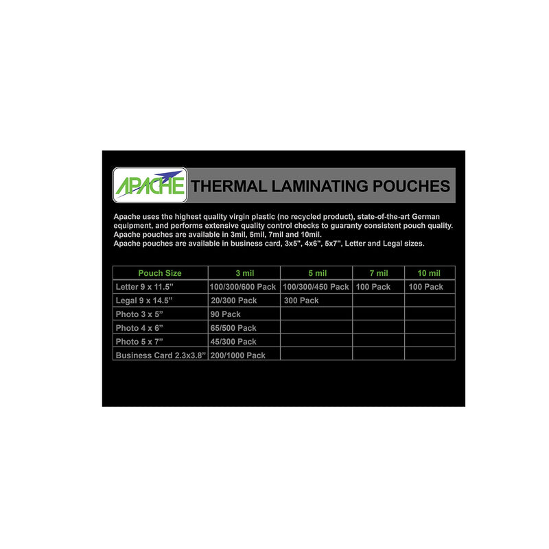 [Australia - AusPower] - Apache Laminating Pouches, 5 mil, 5x7" Size, 45 Pack 